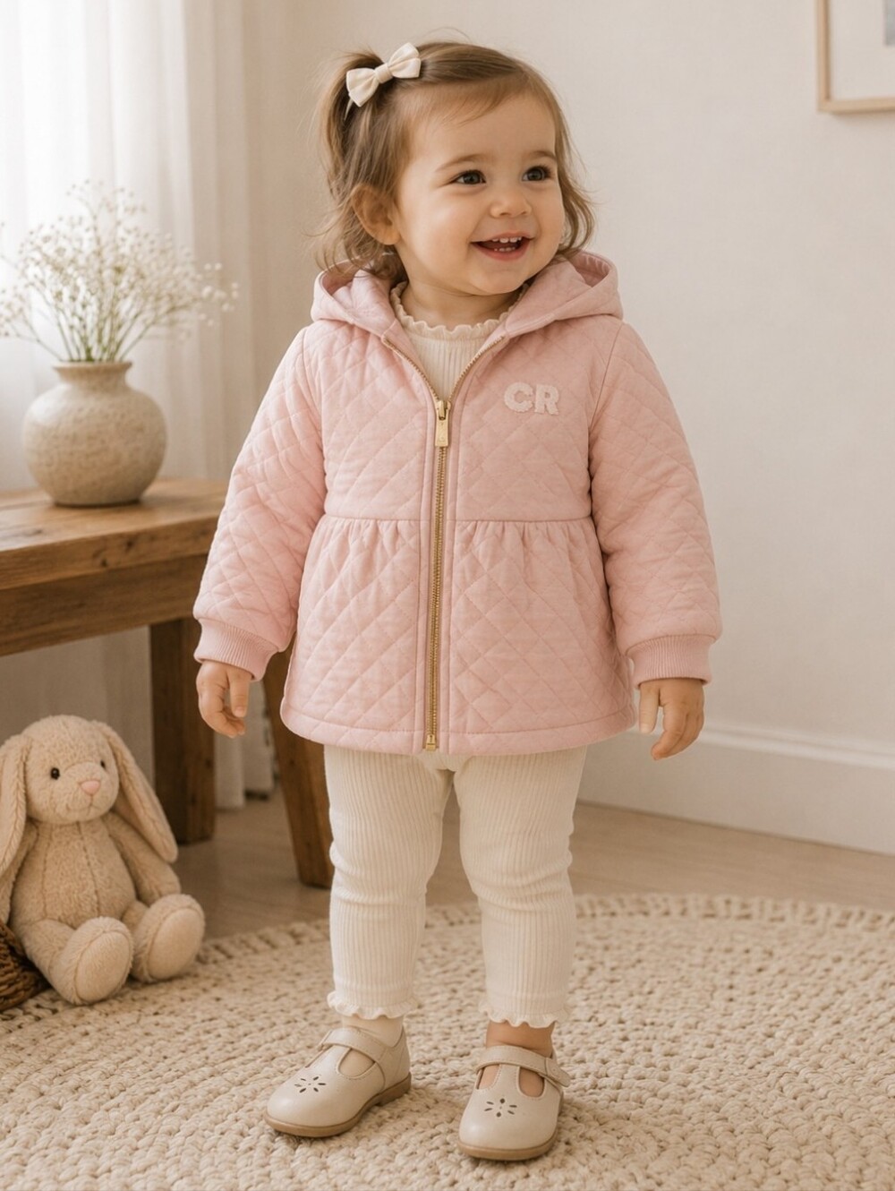 CR Quilted Baby Jacket in Light Pink 12-18M
